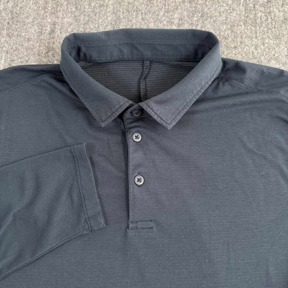 Lululemon Men's Long Sleeve Polo Shirt Blue Size Tag Missing Approx M